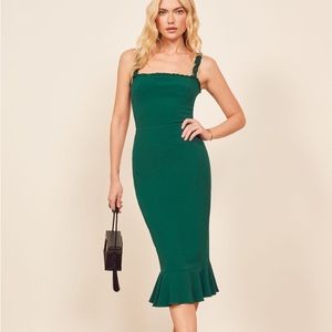 Reformation dress green wilshire dress